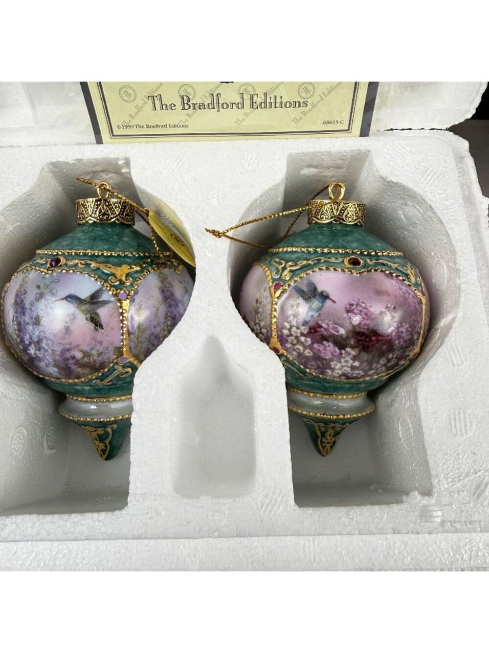 Lena Liu's Hummingbirds Ornaments 1999 Delphinium and Sweet William Garden
